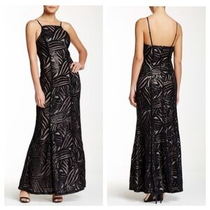 Trixxi Strappy Sequin Embroidered Prom Dress SZ 7 Black illusion